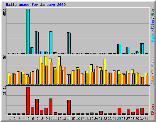 Daily usage for January 2009