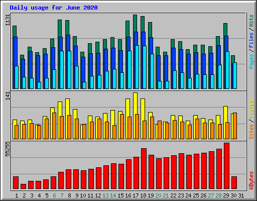 Daily usage for June 2020