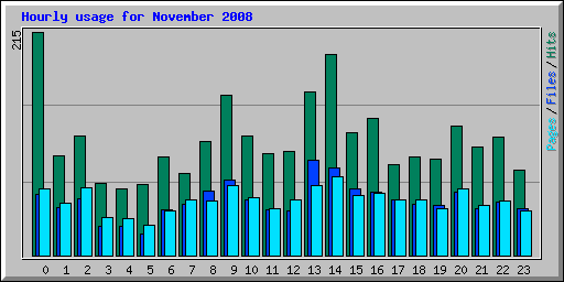 Hourly usage for November 2008