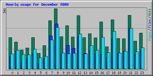 Hourly usage for December 2009