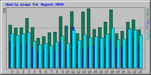 Hourly usage for August 2020